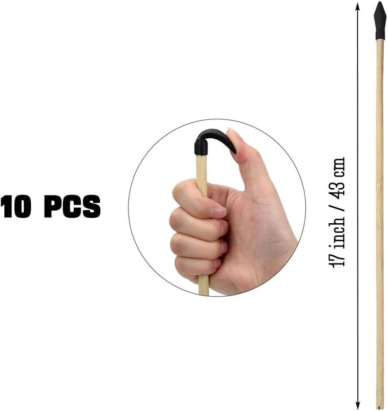 Basbon 10 Pcs Wooden Arrows Soft Rubber Tips, 17 Inch Handmade Wooden Toy Arrow for Kids and Beginners, Archery Bows Outdoor Play Cosplay Costume Decoration - Image 2